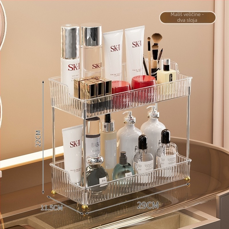 Lagani luksuzni stol za šminkanje, višeslojni valoviti stalak za pohranu, toaletni stolić u stilu Ins, proizvod za njegu kože s dvoslojnom klasifikacijom, stalak za pohranu