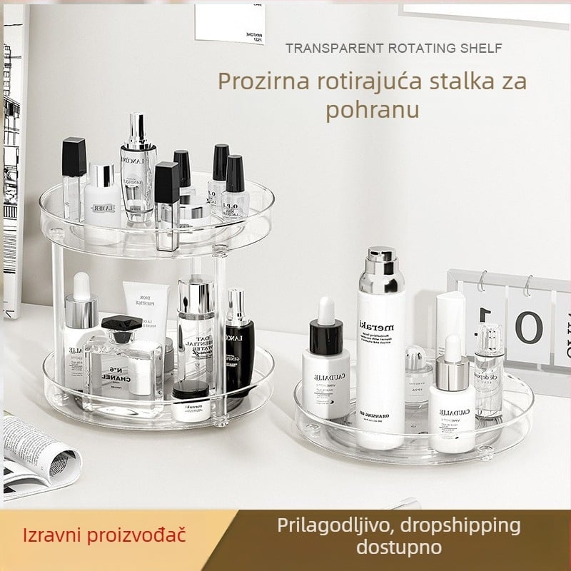 Delun stalak za pohranu prozirne kozmetike rotirajući stalak za pohranu kutija kupaonski toaletni stolić stolni parfem proizvodi za njegu kože