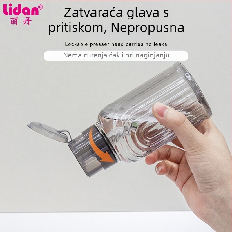 Japanska boca za prešu za nokte visoke propusnosti, boca s tekućim alkoholom od 200 ml, prozirna boca za prešu za nokte s bravom, prazna boca