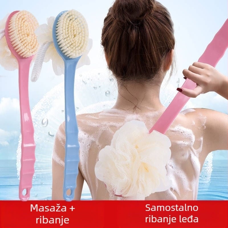 Dvostruka četka za kupanje s artefaktima, duga ručka, mekana četka za kupanje, ručnik za kupanje, kugla za kupanje, četka za trljanje leđa