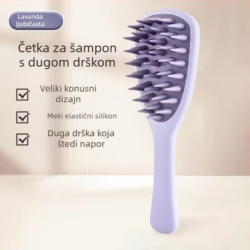 Silikonski češalj s dugom drškom, kućanski meridijan masaža vlasišta, šampon s dugom drškom, češalj za čišćenje i antipruritičku masažu