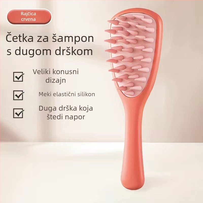 Silikonski češalj s dugom drškom, kućanski meridijan masaža vlasišta, šampon s dugom drškom, češalj za čišćenje i antipruritičku masažu