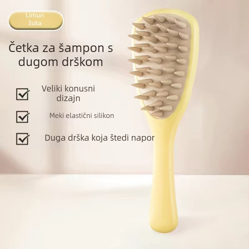 Silikonski češalj s dugom drškom, kućanski meridijan masaža vlasišta, šampon s dugom drškom, češalj za čišćenje i antipruritičku masažu