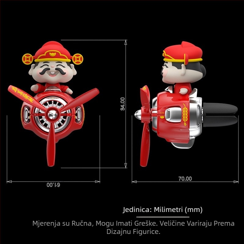 Osvježivač zraka za auto Bog bogatstva Kopačka za parfem za auto Lutka s pomičnom glavom, mali ventilator, ukrasni mirisni ukras