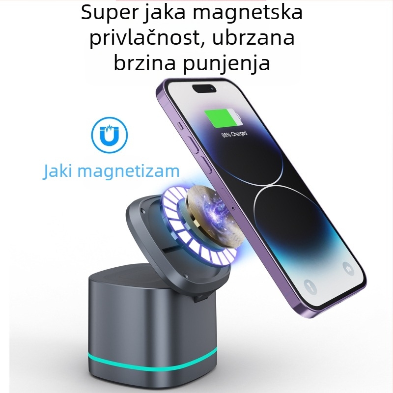 Novi tri-u-jednom magnetski bežični punjač od 15 W, brzo punjenje za mobilne telefone, slušalice i satove, bežično punjenje 2024.