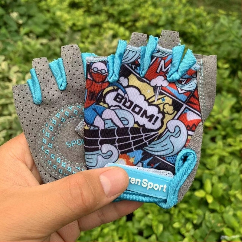 Ljetne dječje rukavice za jahanje, Ice Silk, krema za sunčanje, tanke, s pola prsta, za muškarce i žene, za sportove na otvorenom, rolanje, protuklizne, ublažavaju udarce, bez prstiju