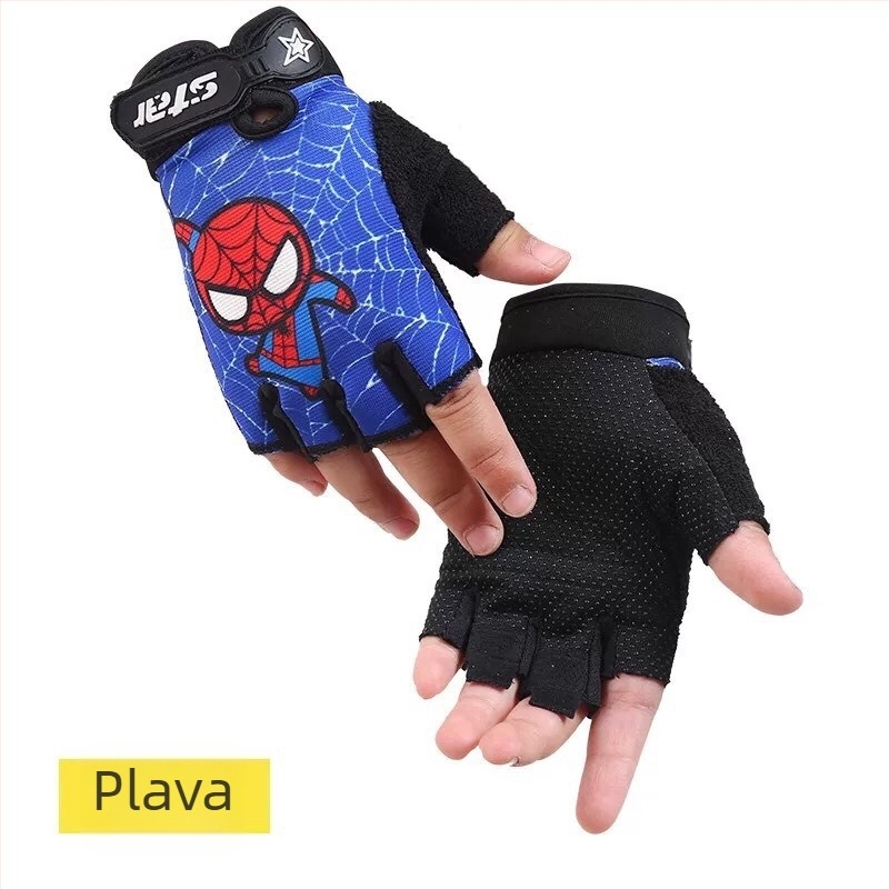 Ljetne dječje rukavice za jahanje, Ice Silk, krema za sunčanje, tanke, s pola prsta, za muškarce i žene, za sportove na otvorenom, rolanje, protuklizne, ublažavaju udarce, bez prstiju