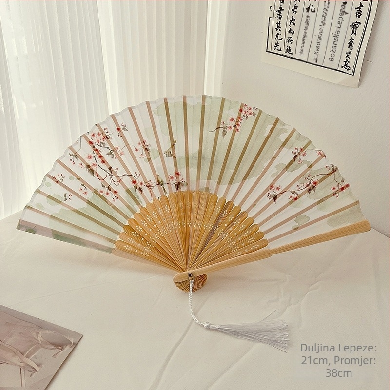 Sklopivi ventilator s begonijom u drevnom stilu, novi kineski sklopivi mali ventilator, ljetni kineski stil Hanfu foto sklopivi ventilator, prijenosni ventilator