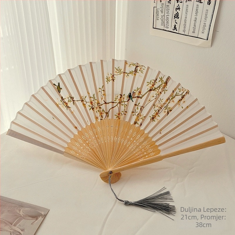 Sklopivi ventilator s begonijom u drevnom stilu, novi kineski sklopivi mali ventilator, ljetni kineski stil Hanfu foto sklopivi ventilator, prijenosni ventilator