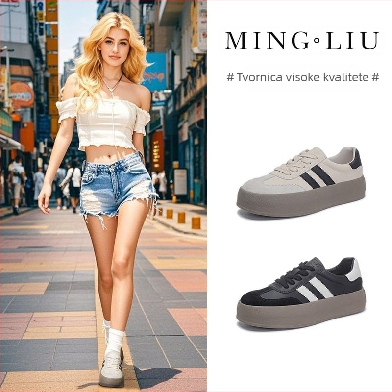 Prave kožne cipele za trening Moral 2025. Jesenske nove tenisice s debelim potplatom, ravne sportske bijele cipele, ženske cipele Forrest Gump, ležerne ženske cipele