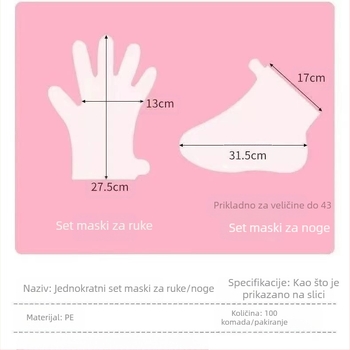 Set folija za ruke za jednokratnu upotrebu, set plastičnih folija za ruke, salon ljepote, njega ruku, salon ljepote, set folija za stopala, izravna opskrba iz tvornice