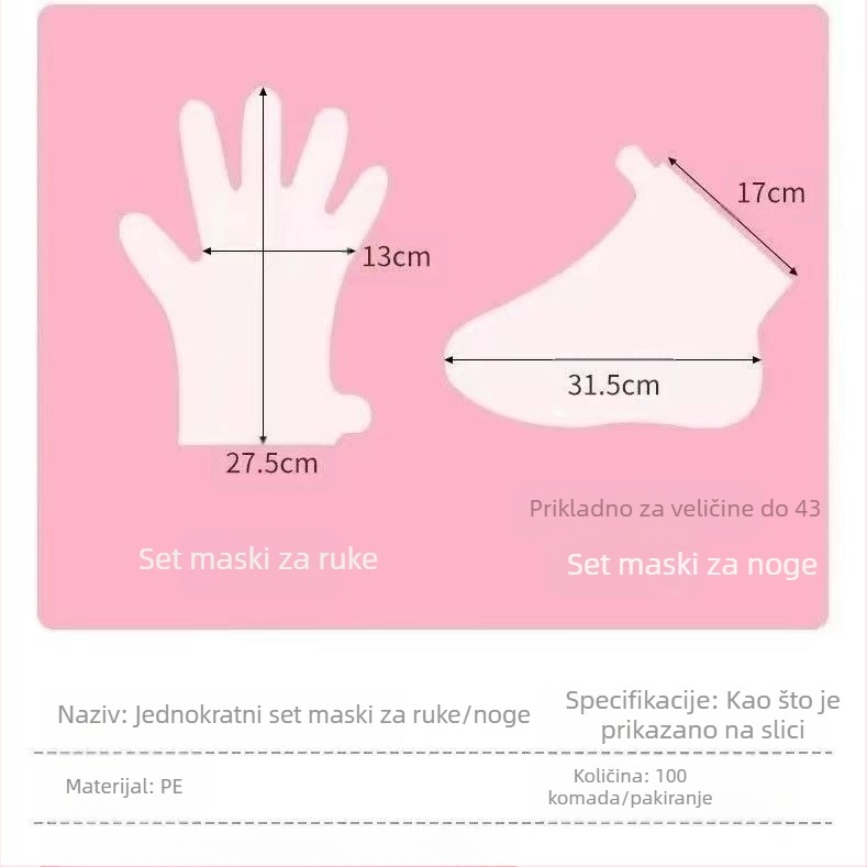 Set folija za ruke za jednokratnu upotrebu, set plastičnih folija za ruke, salon ljepote, njega ruku, salon ljepote, set folija za stopala, izravna opskrba iz tvornice