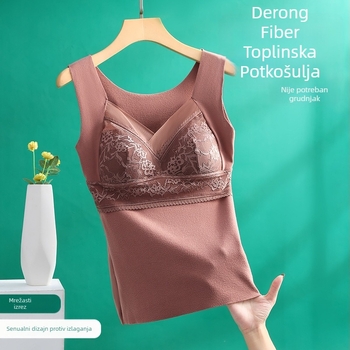 Novi ženski termo prsluk od čipkastog baršuna s jastučićima za prsa, jednodijelni, plus baršunasto podstavljeno bešavno donje rublje za žene