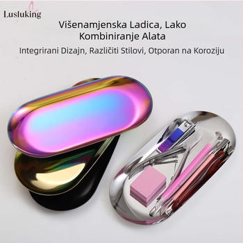 Kvadratni pladanj za nakit od nehrđajućeg čelika s prekograničnim rubom, alati za manikuru, pladanj u obliku srca, metalni pladanj za kozmetiku