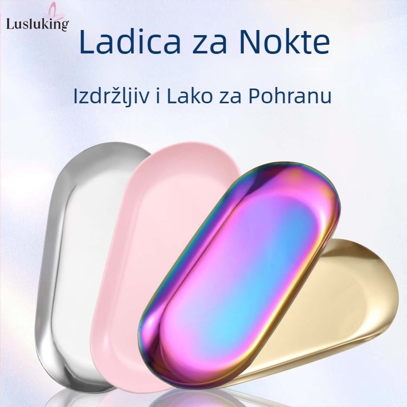 Kvadratni pladanj za nakit od nehrđajućeg čelika s prekograničnim rubom, alati za manikuru, pladanj u obliku srca, metalni pladanj za kozmetiku