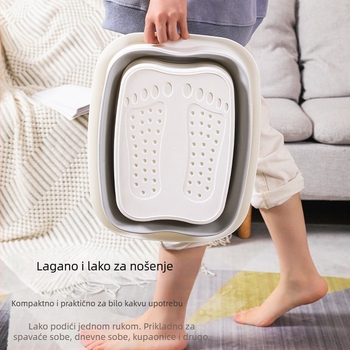 -Kanta za namakanje stopala, sklopiva kanta, prijenosna, za pohranu kod kuće, masažna kupka za stopala preko teleta s poklopcem, za očuvanje topline, pranje stopala