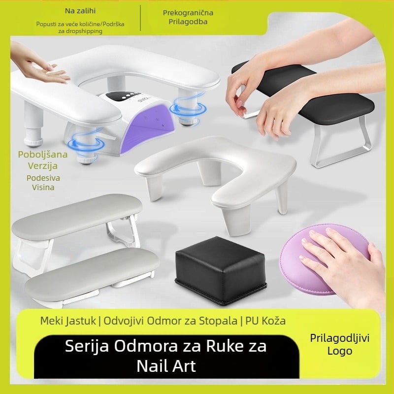 Jastučić za ruke za manikuru u obliku slova U, za prekograničnu upotrebu, s odvojivim stalkom, nagibnim višenamjenskim jastučićem za ruke u ruskom stilu