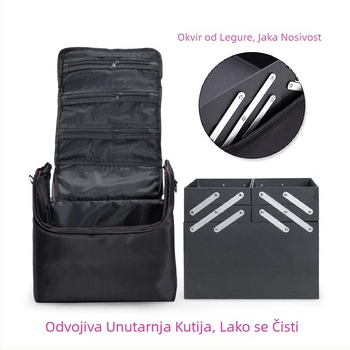 Prijenosna mala platnena torba velikog kapaciteta, kutija za alat za vezenje, ukrasi za nokte, kozmetičke salone, šminku, polutrajnu pohranu, kozmetička torba