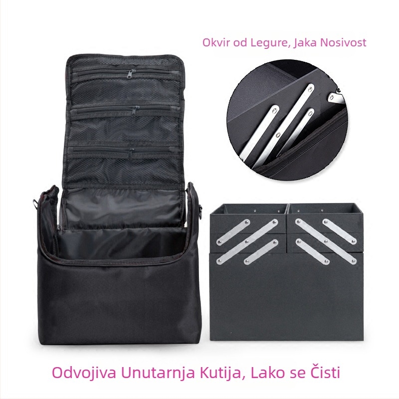 Prijenosna mala platnena torba velikog kapaciteta, kutija za alat za vezenje, ukrasi za nokte, kozmetičke salone, šminku, polutrajnu pohranu, kozmetička torba