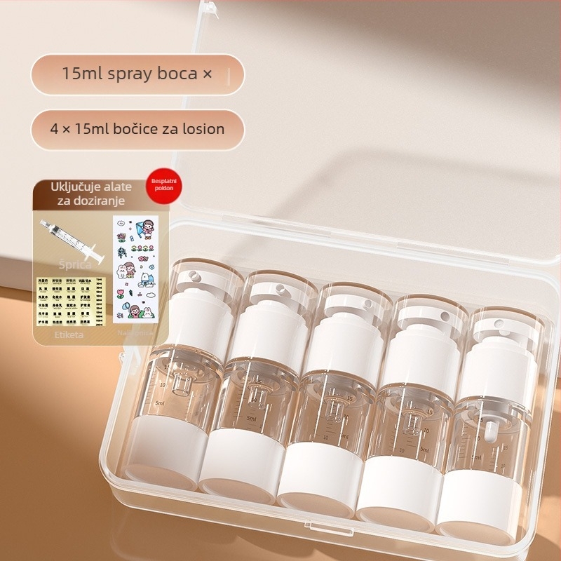 Prijenosna boca s raspršivačem za vakuumsko punjenje, preša za emulzije, putna prozirna s vagom, odijelo za kozmetičko punjenje