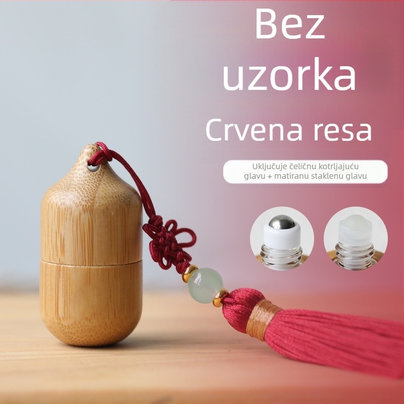 Bočica s perlicama od bambusa za eterično ulje 1 ml, kreativna, malog kapaciteta, podijeljena, prijenosna, antikna bočica s drvenim perlicama s resicama