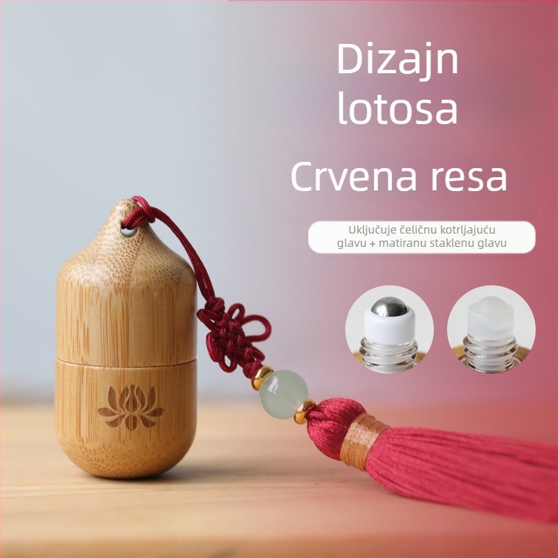Bočica s perlicama od bambusa za eterično ulje 1 ml, kreativna, malog kapaciteta, podijeljena, prijenosna, antikna bočica s drvenim perlicama s resicama