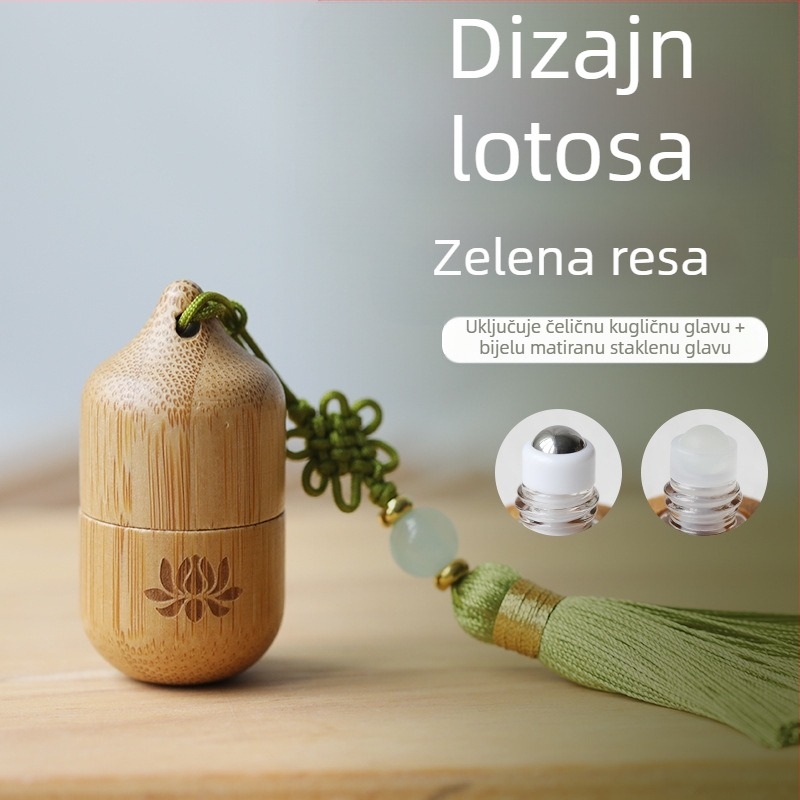 Bočica s perlicama od bambusa za eterično ulje 1 ml, kreativna, malog kapaciteta, podijeljena, prijenosna, antikna bočica s drvenim perlicama s resicama