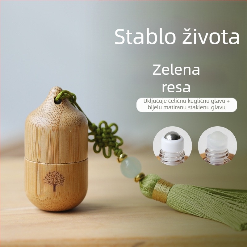 Bočica s perlicama od bambusa za eterično ulje 1 ml, kreativna, malog kapaciteta, podijeljena, prijenosna, antikna bočica s drvenim perlicama s resicama