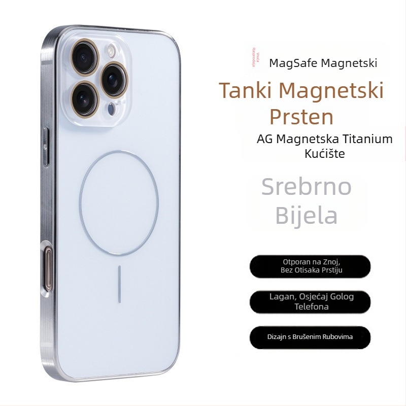 Zaštitne naočale s uzorkom od titanija, prikladne za Apple iPhone 17 Pro Max, futrola za telefon s tankim prstenom i magnetskim usisavanjem, zaštita od pada za 16, potpuna pokrivenost za 15