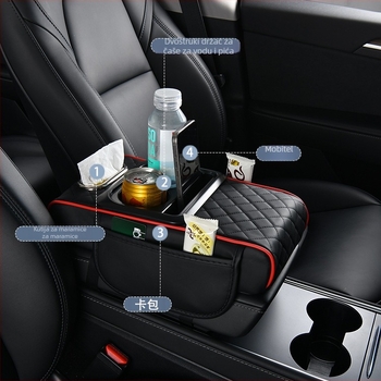 Prostirka za naslone za ruke u automobilu, univerzalna produžena i zadebljana prostirka za automobilske maramice, vrhunska pohrana četiri u jednom