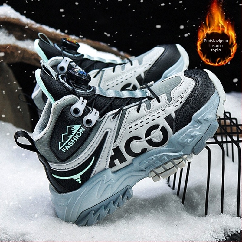 Velike pamučne cipele za djevojčice 2024., nove zimske tenisice s flis podstavom, dječje debele tople neklizajuće planinarske cipele