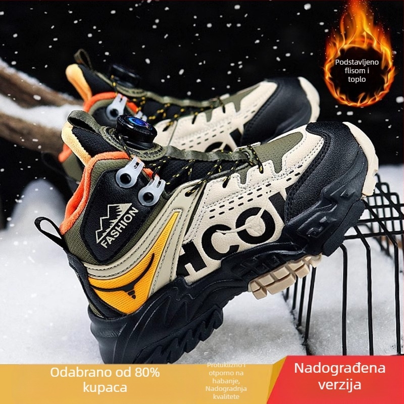 Velike pamučne cipele za djevojčice 2024., nove zimske tenisice s flis podstavom, dječje debele tople neklizajuće planinarske cipele