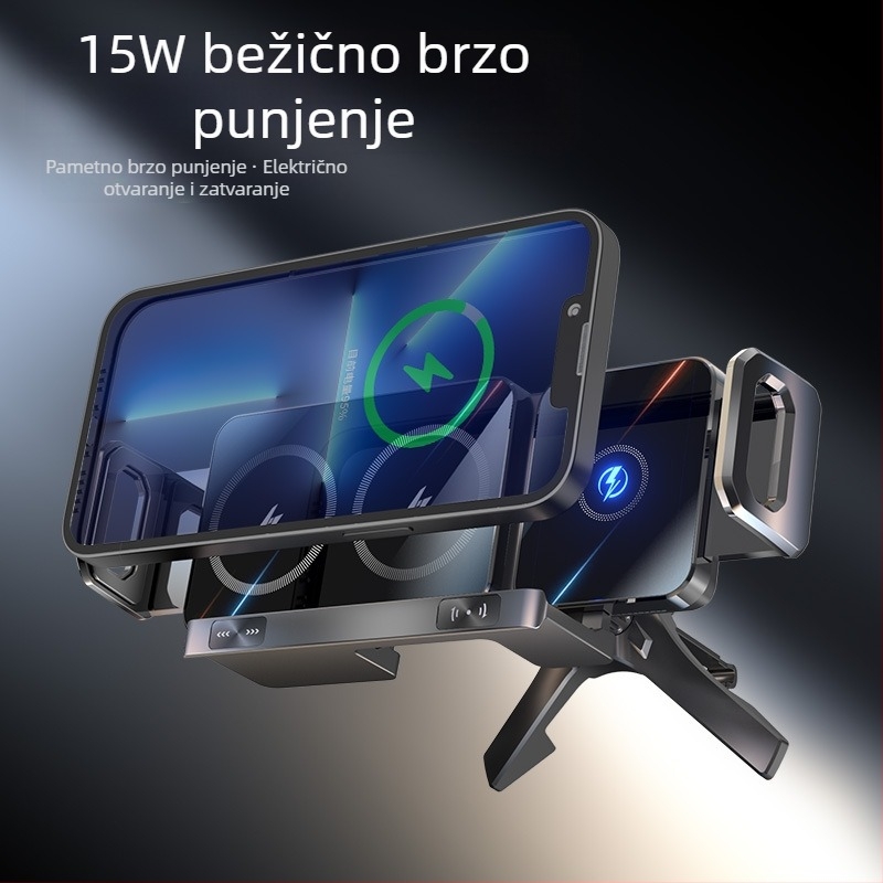 Držač za mobitel sa sklopivim zaslonom i izlazom za zrak, držač za mobitel sa sklopivim zaslonom i brzim punjenjem od 15 W, držač za mobitel sa velikim zaslonom i automobilskim držačem