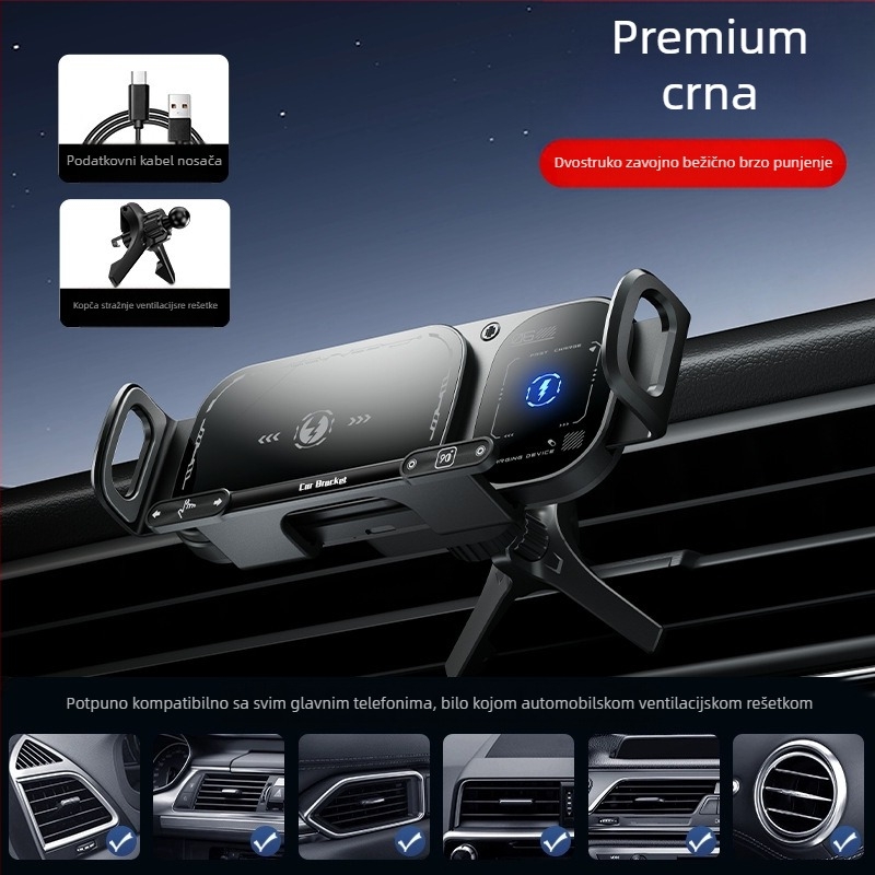 Držač za mobitel sa sklopivim zaslonom i izlazom za zrak, držač za mobitel sa sklopivim zaslonom i brzim punjenjem od 15 W, držač za mobitel sa velikim zaslonom i automobilskim držačem
