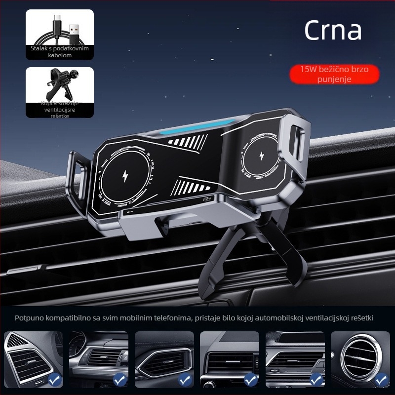 Držač za mobitel sa sklopivim zaslonom i izlazom za zrak, držač za mobitel sa sklopivim zaslonom i brzim punjenjem od 15 W, držač za mobitel sa velikim zaslonom i automobilskim držačem