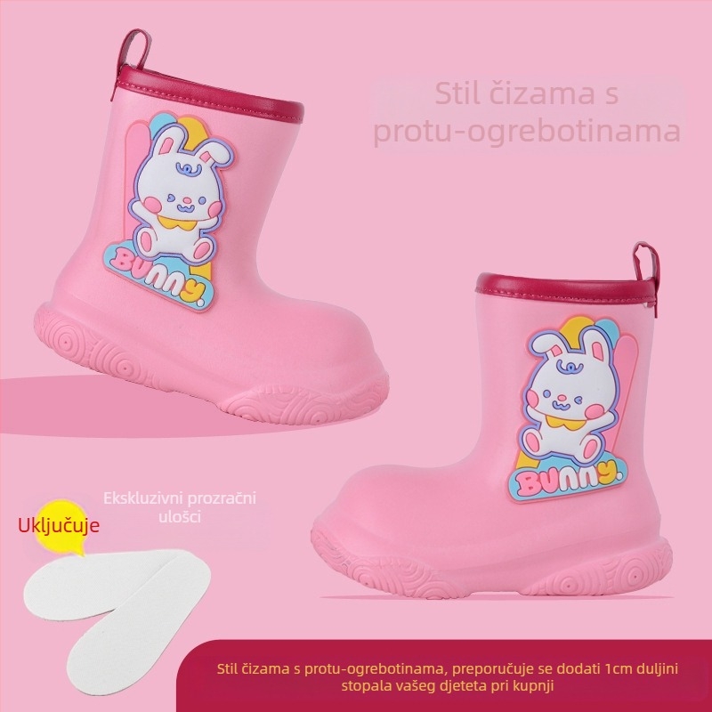 Dječje gumene čizme za djevojčice od 3 do 12 godina, crtani film, EVA gornja odjeća, vodootporne cipele, neklizajuće, mekani potplat, srednjeg dijela, za dječake