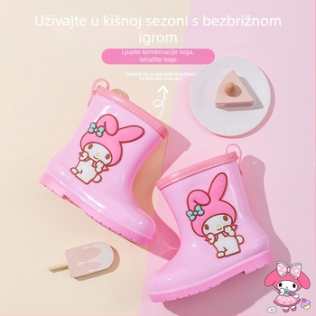 Sanrio vodootporne Beam Kulomi proljetne i ljetne dječje kišne cipele kratke cipelice za vanjsku upotrebu, neklizajuće kišne čizme za djevojčice s četiri godišnja doba