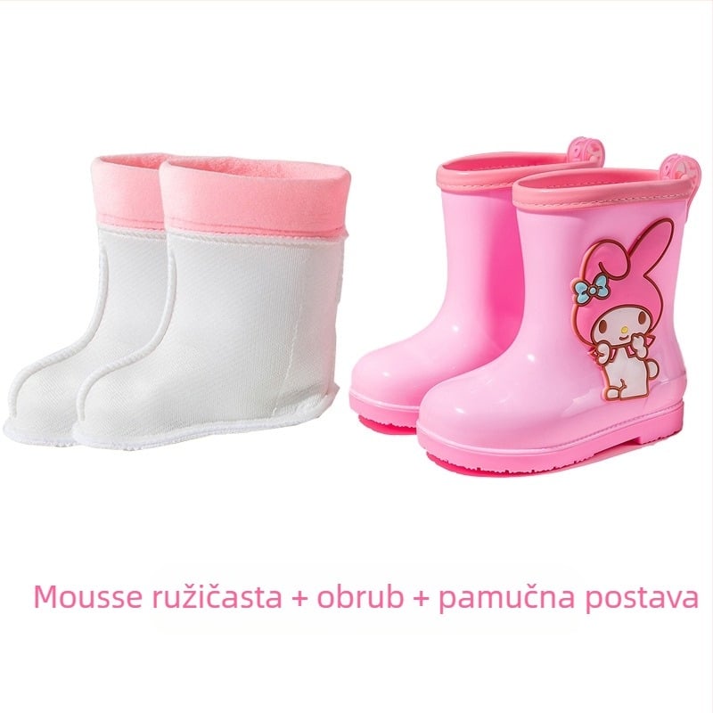 Sanrio vodootporne Beam Kulomi proljetne i ljetne dječje kišne cipele kratke cipelice za vanjsku upotrebu, neklizajuće kišne čizme za djevojčice s četiri godišnja doba