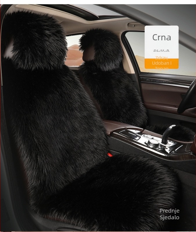 Jastuk za autosjedalicu, zimski plišani, imitacija vune bez vezica, novi dugi vuneni plišani jastuk za autosjedalicu s naslonom, univerzalni jastuk