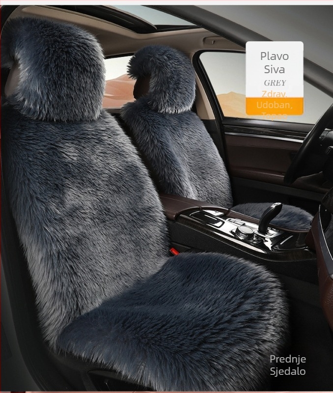 Jastuk za autosjedalicu, zimski plišani, imitacija vune bez vezica, novi dugi vuneni plišani jastuk za autosjedalicu s naslonom, univerzalni jastuk