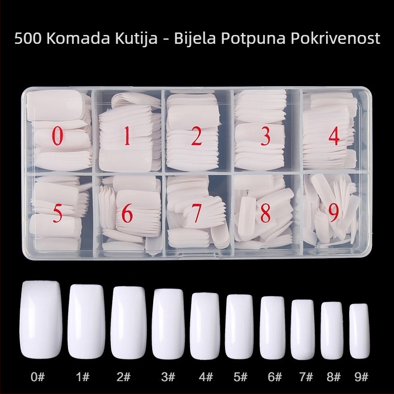 Manikura 500 komada u kutiji za nokte, prozirni, puni, s pola paste, nokti, umjetni nokti, prozirni, francuski stil