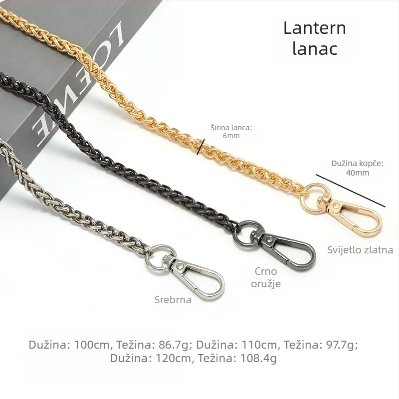 Pribor za lanac za torbe, pojedinačna kupnja, zamjenski remen za torbu, remen za pazuh, metalni lanac za torbu, visokokvalitetni lanac za torbu preko ramena