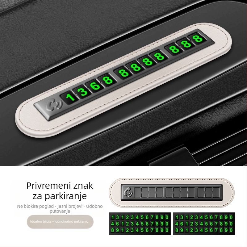Privremeni parkirni registarski znak digitalni ukrasi pomakni auto kreativna osobnost auto mobitel telefon pomakni registarski znak auto