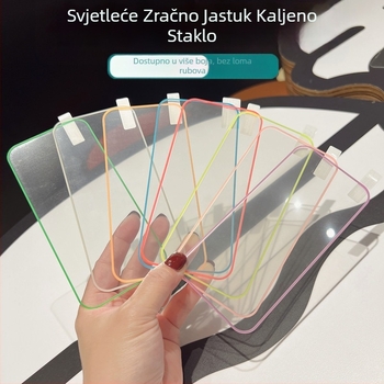 Svjetleća kaljena folija za Apple 17 Promax iPhone 16 Airbag Edge 15 u boji, fluorescentna zaštitna folija za iPhone 14 cijeli ekran 13