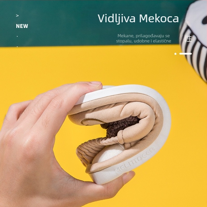 Dječje platnene papuče Fawn Millie za proljeće i jesen, slatke crtane papuče s medvjedićem, za dječake i djevojčice, nježne kućne papuče