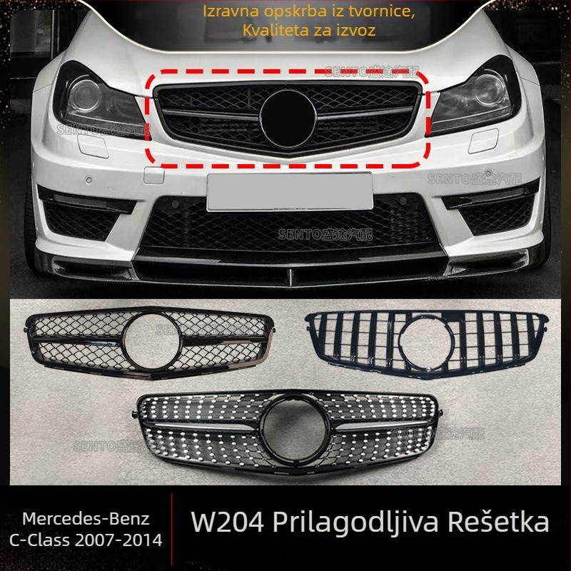 Odgovara za Mercedes-Benz C-klasu W204 (2007.-2014.) i modificiranu srednju rešetku GT, vertikalnu GT šipku, prednju rešetku Gymnopus AMG.