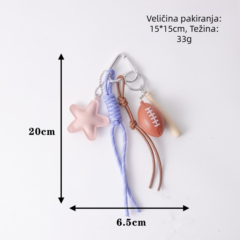 Prekogranična popularna kožna petokraka zvijezda Miu serija torba privjesak bejzbol ragbi zvijezda torba privjesak DIY privjesak za ključeve
