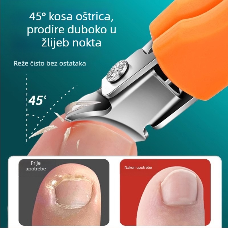 Škare za nokte sa širokim otvorom na zalihi, kutne škare za nokte sa zašiljenim vrhom otporne na prskanje, škare za manikuru