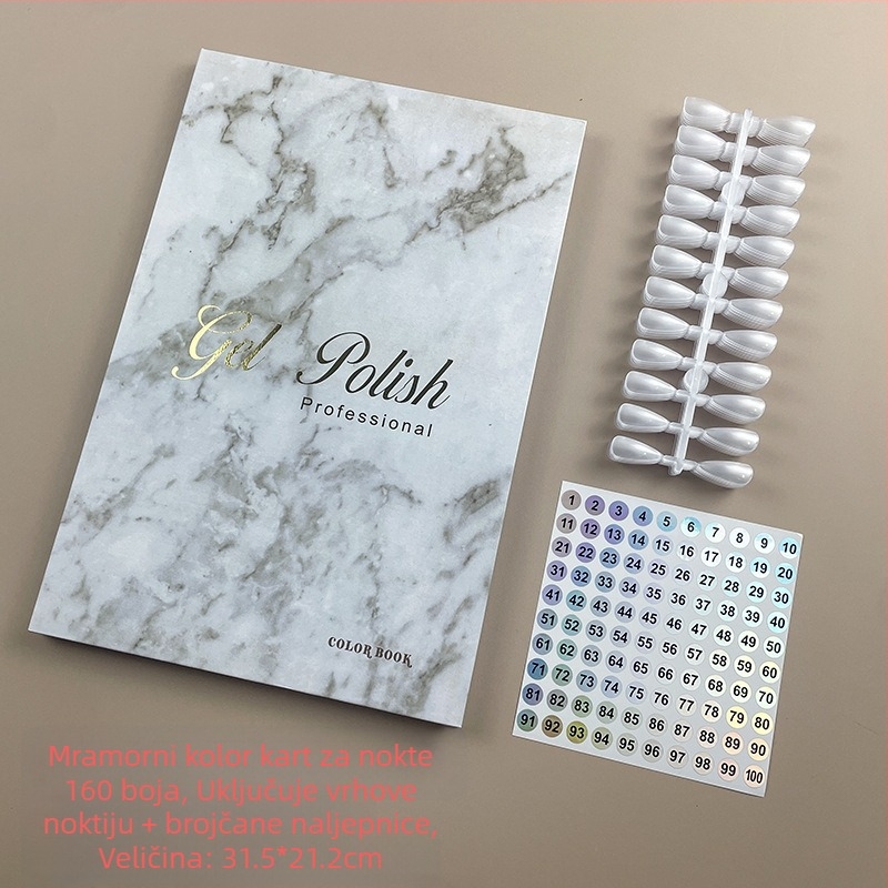 Prekogranična vruća prodaja manikure mramorne ploče u boji, jednostavan prikaz kartica u boji, prikaz ljepila za lak za nokte, primjerak knjige za prikaz