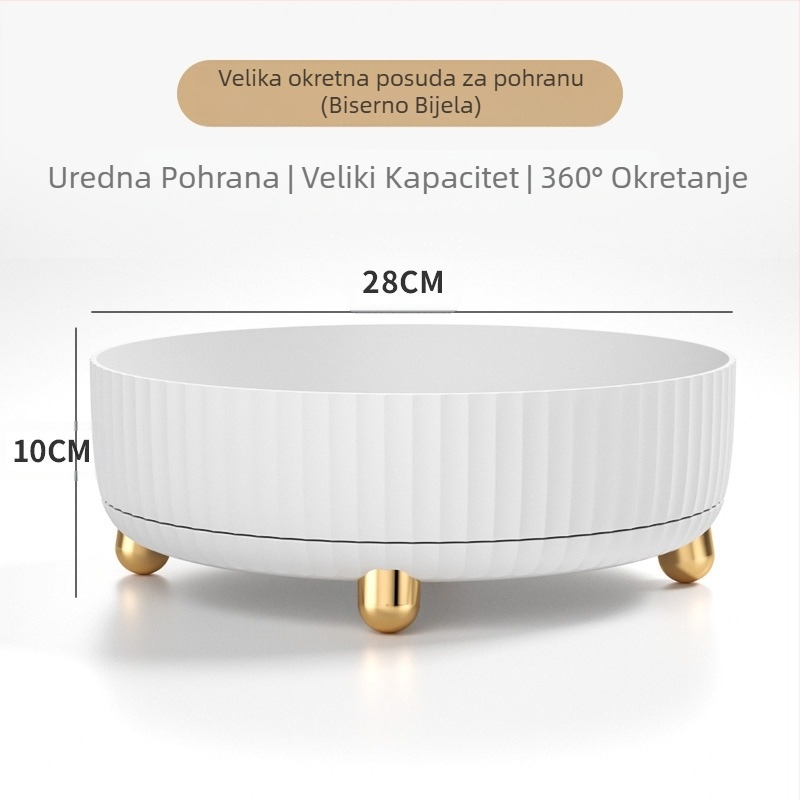 Rotirajuća kutija za pohranu kozmetike od 360 stupnjeva, stalak za pohranu proizvoda za njegu kože, pladanj za toaletni stolić, rotirajuća kutija za pohranu